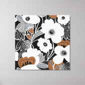 Zwart Wit Boho Floral Canvas Afdruk (Voorkant)