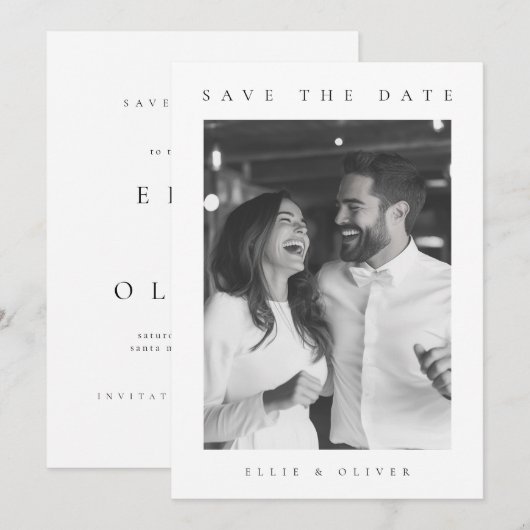 Zwart-wit Boho Foto Bewaar de datum Kaart (Voorkant / Achterkant)