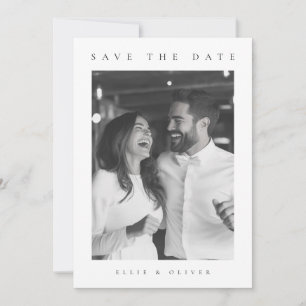 Zwart-wit Boho Foto Bewaar de datum Kaart