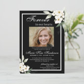 Zwart Wit Boho groen Begrafenisdienst Kaart (Staand voorkant)