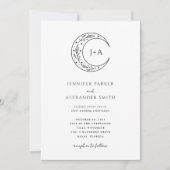 Zwart Wit Boho hemelse bruiloft uitnodiging (Voorkant)