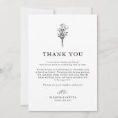 Zwart-wit Boho Minimalistische Botanicals Wedding Bedankkaart (Voorkant)