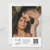 Zwart Wit Boho Minimalistische Wedding QR Code Fot Kaart (Achterkant)