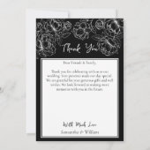 Zwart Wit Boho Moderne Bloemen Elegante Foto Bedankkaart (Achterkant)
