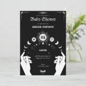 Zwart wit Boho Moon mystiek hand baby shower Kaart (Staand voorkant)