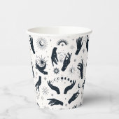 Zwart wit Boho Moon mystiek handpatroon Papieren Bekers (Links)