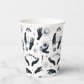 Zwart wit Boho Moon mystiek handpatroon Papieren Bekers (Rechts)