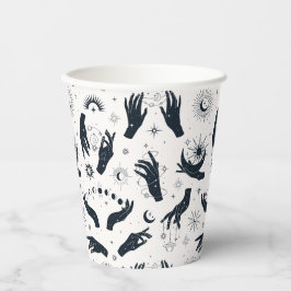 Zwart wit Boho Moon mystiek handpatroon Papieren Bekers