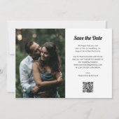 Zwart-wit boho | Twee foto's en QR-code Save The Date (Achterkant)