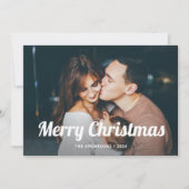 Zwart-wit boho | Twee foto's vrolijk kerstfeest Feestdagenkaart (Voorkant)