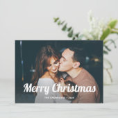 Zwart-wit boho | Twee foto's vrolijk kerstfeest Feestdagenkaart (Staand voorkant)