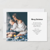 Zwart-wit boho | Twee foto's vrolijk kerstfeest Feestdagenkaart (Achterkant)