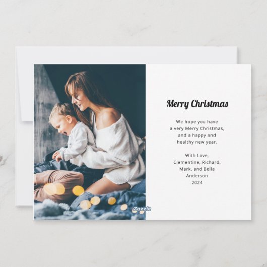 Zwart-wit boho | Twee foto's vrolijk kerstfeest Feestdagenkaart (Achterkant)