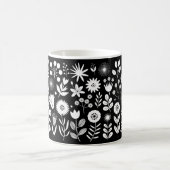 Zwart-wit Boho Wildflower Koffiemok (Center)