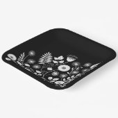 Zwart-wit Boho Wildflower Papieren Bordje (Gebogen)