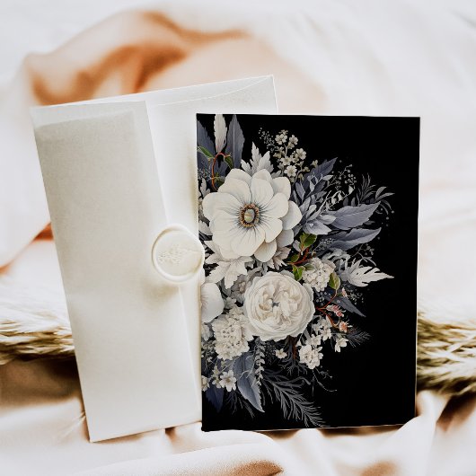 Zwart-wit Boho Wildflower Vrijgezellenfeest Kaart