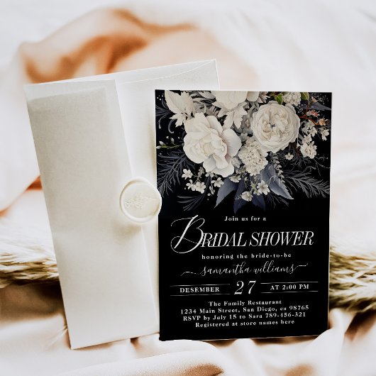 Zwart-wit Boho Wildflower Vrijgezellenfeest Kaart