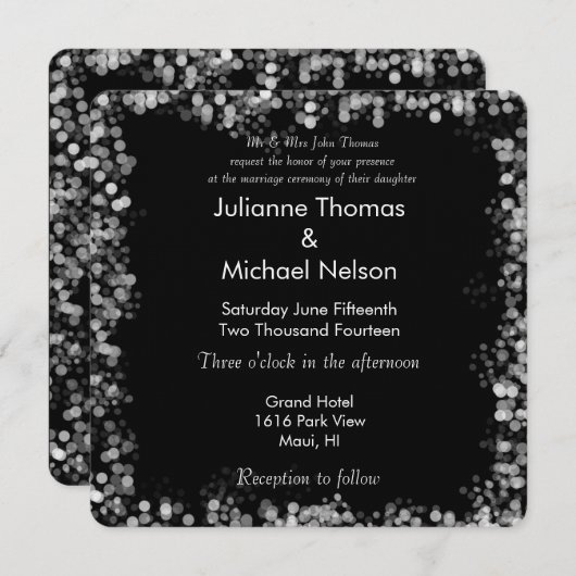 Zwart-wit Bokeh bruiloft Kaart (Voorkant / Achterkant)