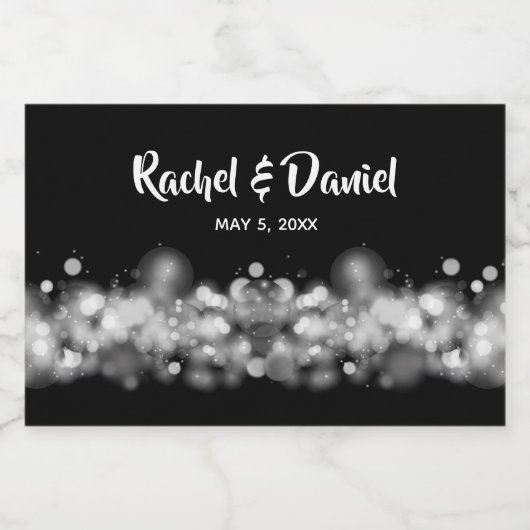 Zwart-wit bokeh wazig licht Mini Sparkling Wijnetiket (Enkel label)