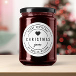 Zwart-wit Bold Heart Vrolijk Kerstfeest Jam Ronde Sticker<br><div class="desc">Zwart-wit Ronde Modern Bold "Merry Christmas Jam" sticker met een hart en dubbele randen, het is ideaal voor het labelen van wat je hebt gemaakt. Personaliseer het door de tekst van de tijdelijke aanduiding te vervangen. Voor meer opties, zoals het wijzigen van het lettertype, de grootte, de afstand tussen letters...</div>