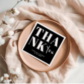 Zwart-wit Bold Minimalist Dank u bruiloft Servet