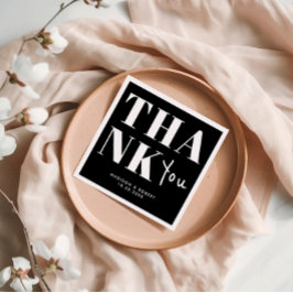 Zwart-wit Bold Minimalist Dank u bruiloft Servet