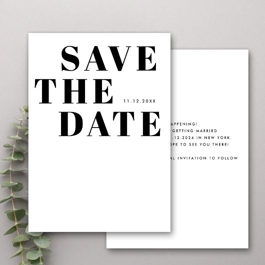Zwart-wit Bold Minimalistische Eenvoudige Huwelijk Save The Date