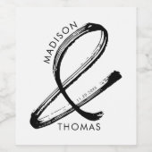 Zwart-wit Bold Minimalistische Moderne Huwelijk Wijn Etiket (Enkel label)