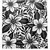 Zwart & Wit Bold Moderne Bloemenbloei Douchegordijn (Voorkant)