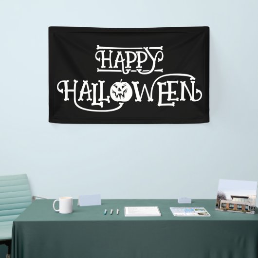 Zwart-wit Bony Happy Halloween Spandoek (Beurs)