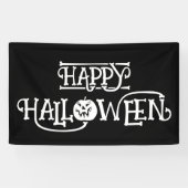 Zwart-wit Bony Happy Halloween Spandoek (Horizontaal)