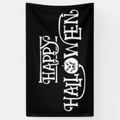 Zwart-wit Bony Happy Halloween Spandoek (Verticaal)