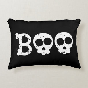 Zwart-wit Bony Skull Boo Accent Kussen