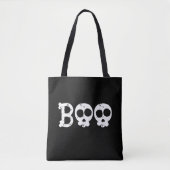 Zwart-wit Bony Skull Boo Tote Bag (Voorkant)