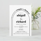 Zwart-wit boog bruiloft paar's douche kaart (Staand voorkant)