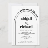 Zwart-wit boog bruiloft repetitie diner kaart (Voorkant)