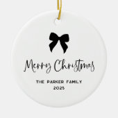 Zwart-Wit | Boog en foto vrolijk kerstfeest Keramisch Ornament (Voorkant)