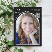 Zwart Wit Boog Foto QR Code 21e Verjaardag Kaart