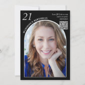 Zwart Wit Boog Foto QR Code 21e Verjaardag Kaart (Voorkant)