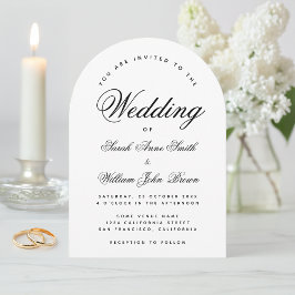 Zwart-Wit Boog Huwelijk Eenvoudig Elegant Schrift Kaart