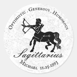 Zwart Wit Boogschutter Zodiac Astrologie Aangepast Ronde Sticker