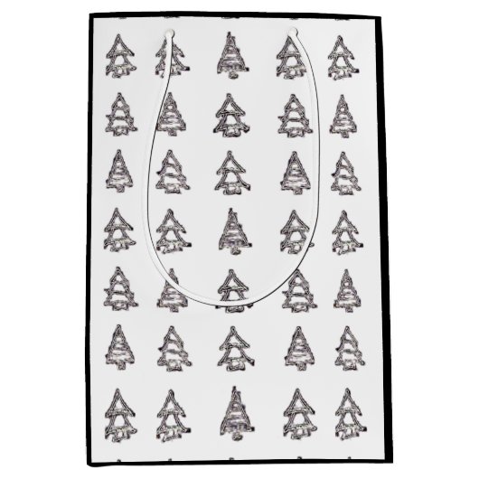 Zwart & Wit Boom Gift Bag (Zwarte Zijden) Medium Cadeauzakje (Voorkant)