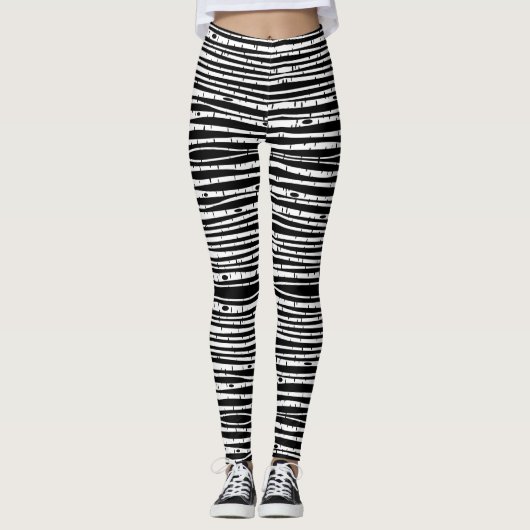 Zwart wit boompatroon leggings (Voorkant)