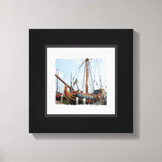 Zwart-wit bootcanvas canvas afdruk (Voorkant)