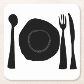 Zwart-wit Bord en gebruiksvoorwerpen Kartonnen Onderzetters (Voorkant)