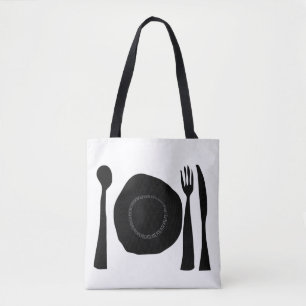 Zwart-wit Bord en gebruiksvoorwerpen Tote Bag