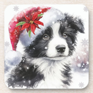 Zwart-wit Border Collie Hard plastic onderzetter