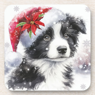 Zwart-wit Border Collie Hard plastic onderzetter