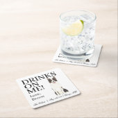 Zwart-wit Border Collie Wedding Kartonnen Onderzetters (Insitu)