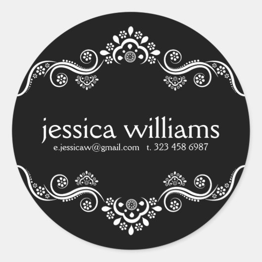 Zwart-wit  Border Lijst Ronde Sticker (Voorkant)